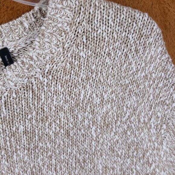 THEORY Sweater Mens XL Tan Pullover Crew 100% Cotton Chunky Knit MAUNO $325 - Picture 3 of 10